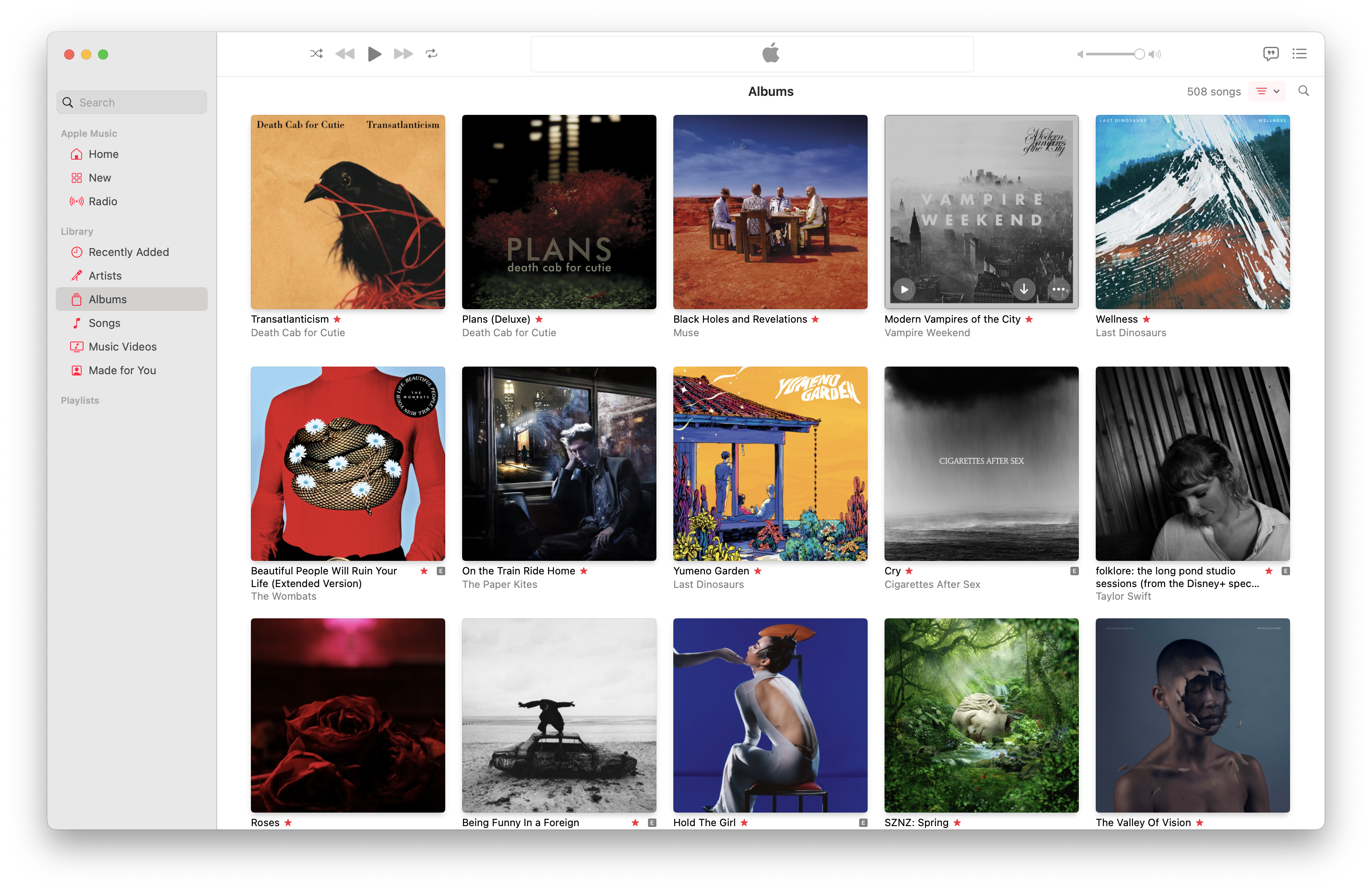A screenshot of Apple Music