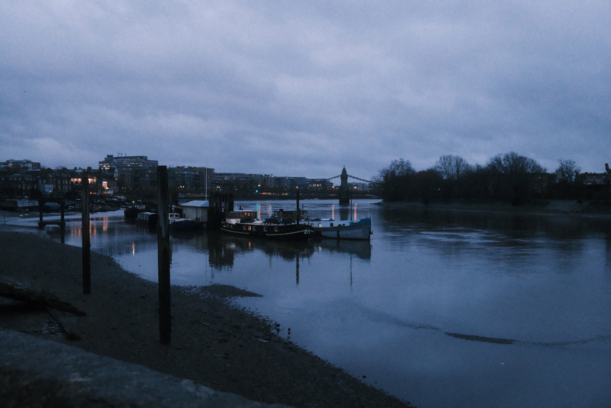 a view of the River Thames at low tide